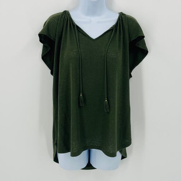 Old Navy Tassel Tie Flutter Sleeve Top - Picture 1 of 6